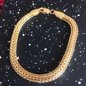 Elegant 24k Gold-Tone Braided Women's Bracelet